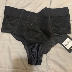 NWT Honey Birdette black mesh panties M